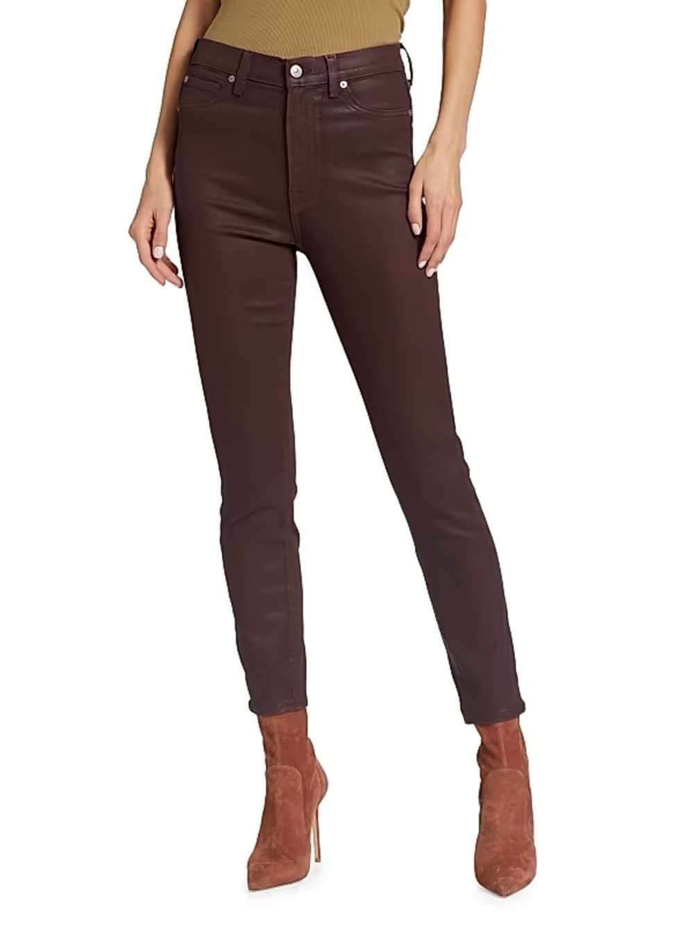 SET Genuine Leather Pants - Deep Burgundy, Size 2